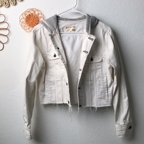 Rag & Bone Crop Boy Denim Hoodie Jacket Button Up White Gray Color Size XS - Picture 2 of 6